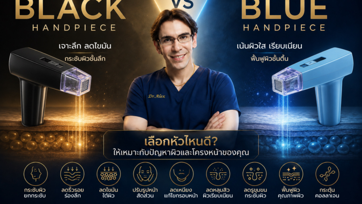 Black Handpiece vs Blue Handpiece ต่างกันอย่างไร? เจาะลึกทุกมิติ เลือกให้เหมาะก่อนทำ ลดเสี่ยงหน้าแฟบและได้ผลลัพธ์ดีที่สุด