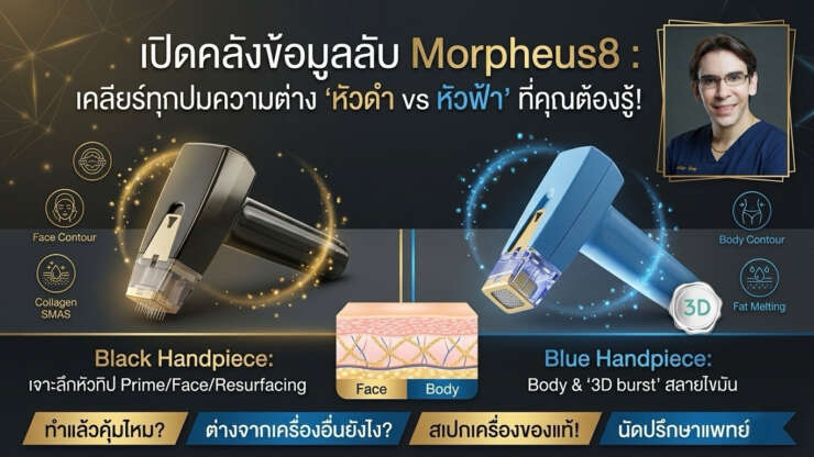 Morpheus8 สีดำ vs สีฟ้า แตกต่างกันอย่างไร?
