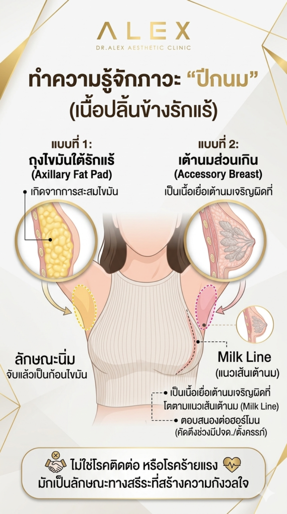 ปัญหาปีกนม เนื้อปลิ้นข้างรักแร้ และวิธีรักษา