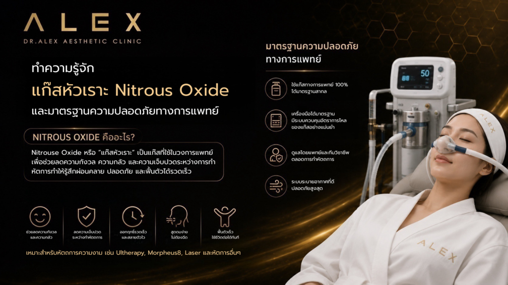 ทำความรู้จัก แก๊สหัวเราะ Nitrous Oxide คืออะไร และมาตรฐานความปลอดภัยทางการแพทย์ที่ Dr. Alex Aesthetic Clinic