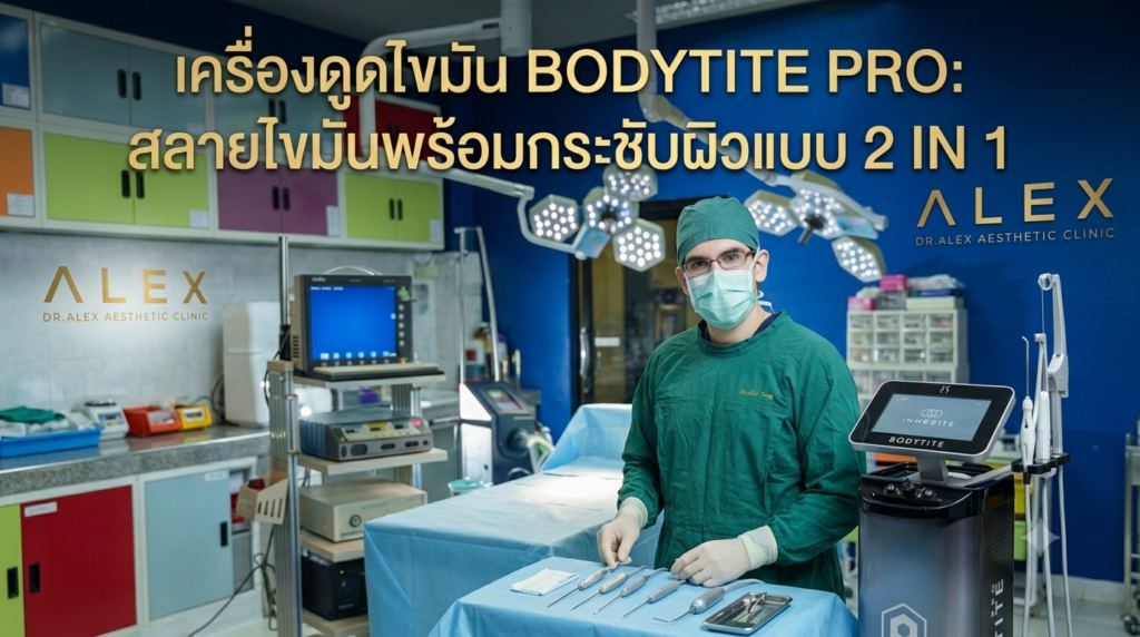 แพทย์ผู้เชี่ยวชาญกับ เครื่องดูดไขมัน Bodytite Pro นวัตกรรมสลายไขมันพร้อมกระชับผิวแบบ 2 in 1 ในห้องผ่าตัดมาตรฐาน Dr. Alex Aesthetic Clinic