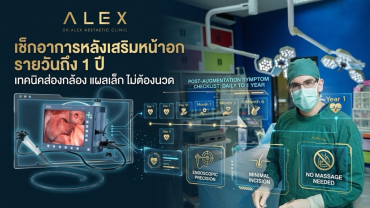 เช็กอาการหลังเสริมหน้าอก รายวันถึง 1 ปี เทคนิคส่องกล้อง แผลเล็ก ไม่ต้องนวด