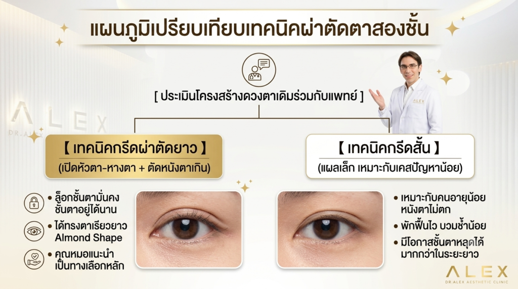 Flowchart ขั้นตอนการประเมินผ่าตัดตาสองชั้น โดย Dr. Alex Clinic