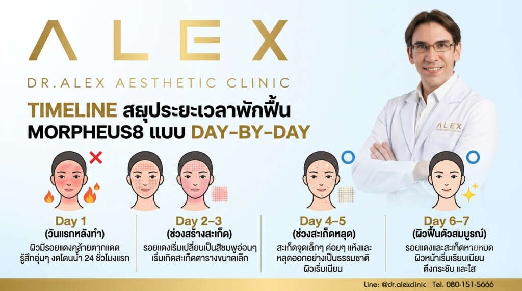 สรุประยะเวลาฟื้นตัวหลังทำ Morpheus8 แบบ Day-by-Day ตั้งแต่วันแรกถึงวันที่ 7