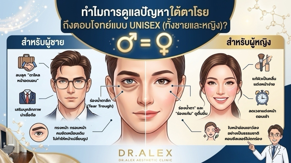 การดูแลแก้ไขปัญหา ใต้ตาโรยแบบ Unisex เหมาะสำหรับทั้งชายและหญิง